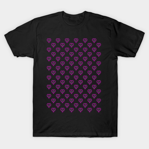 Love Heart in Pink Color Pattern T-Shirt by The Black Panther